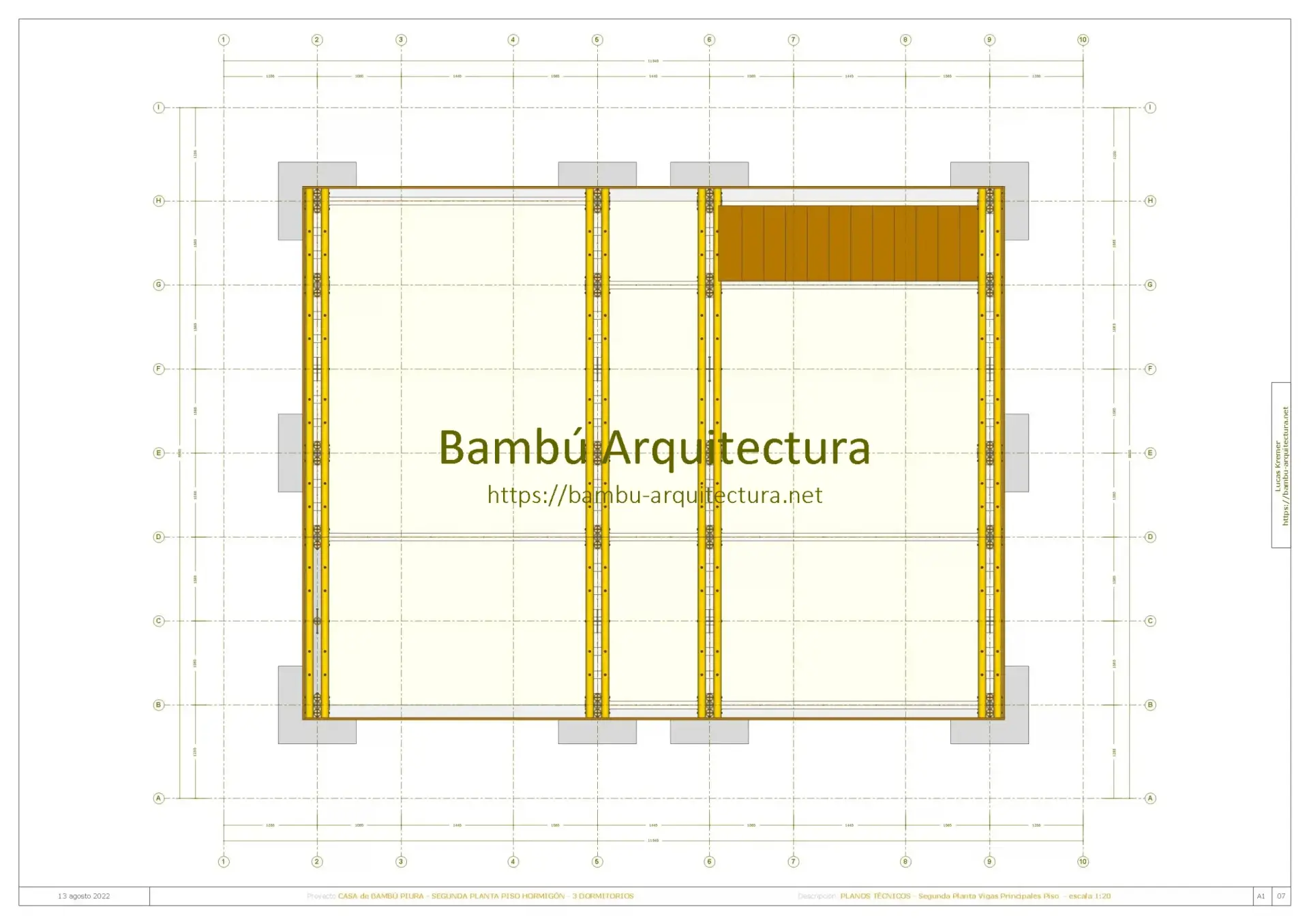 Casa de Bambú Piura 2PiHo Do3 - Segunda Planta Vigas Principales Piso