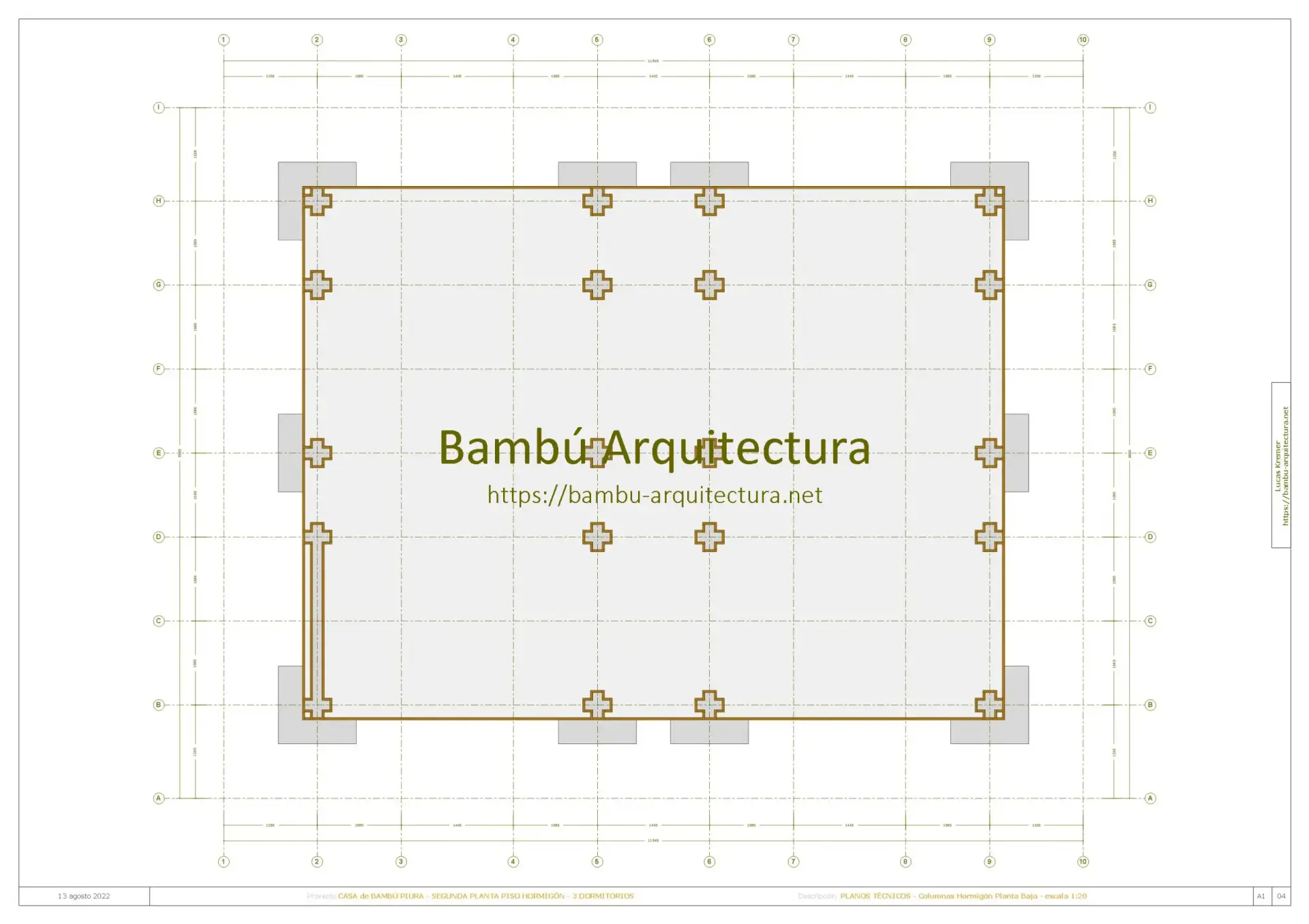 Casa de Bambú Piura 2PiHo Do3 - Columnas Hormigón Planta Baja